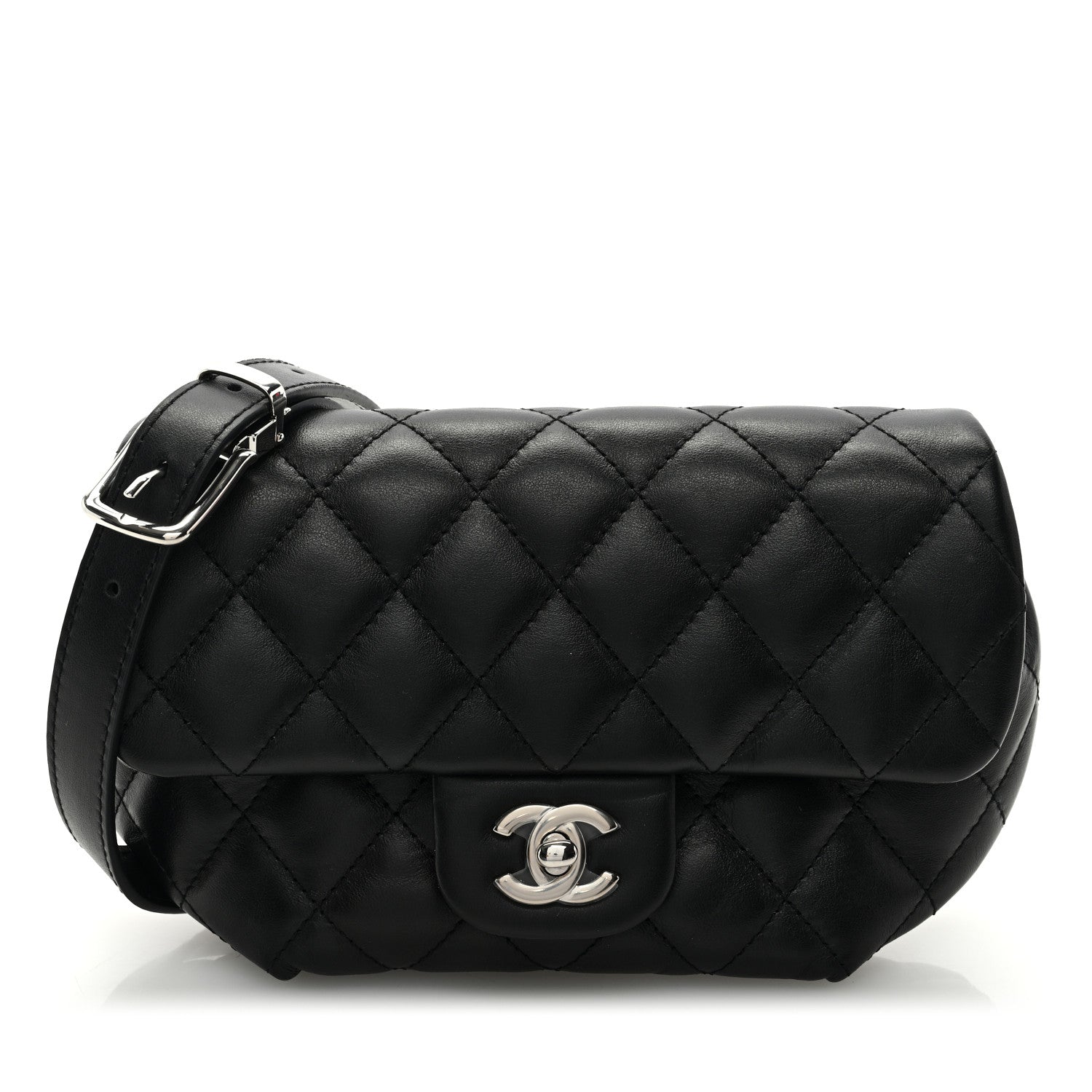 Chanel Calfskin Quilted CC Uniform Flap Belt Bag Black 1 of 10