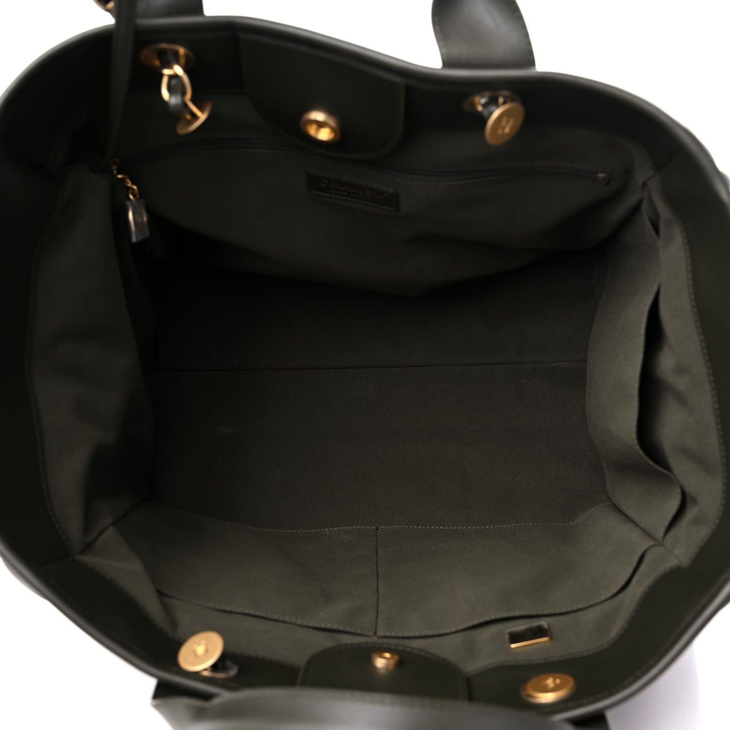 Calfskin Embossed Medium Deauville Tote Khaki