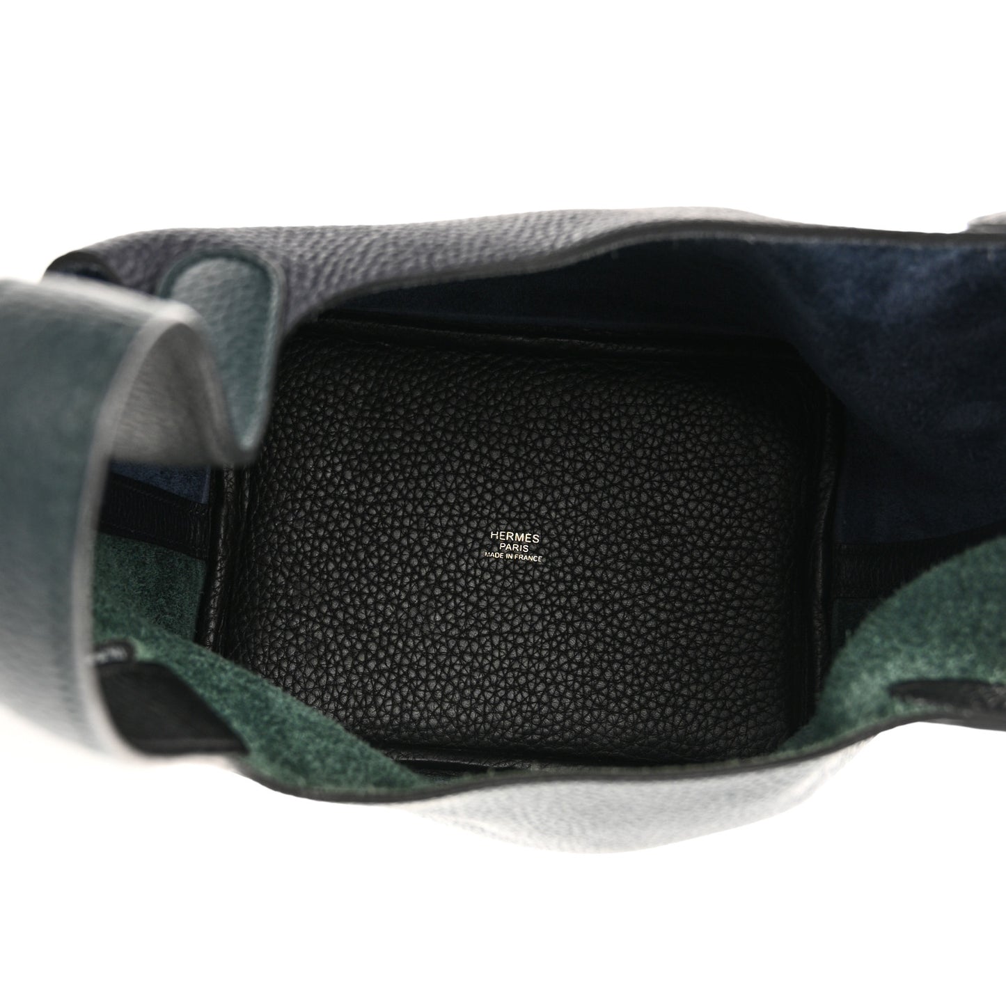 Taurillon Clemence Casaque Picotin Lock 18 PM Bleu Nuit Vert Bosphore