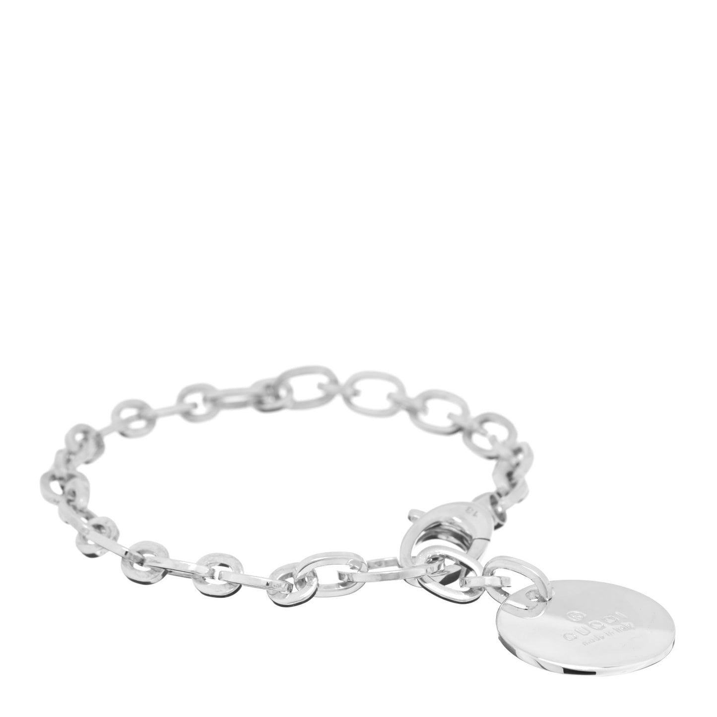 Sterling Silver Link Round Charm Bracelet