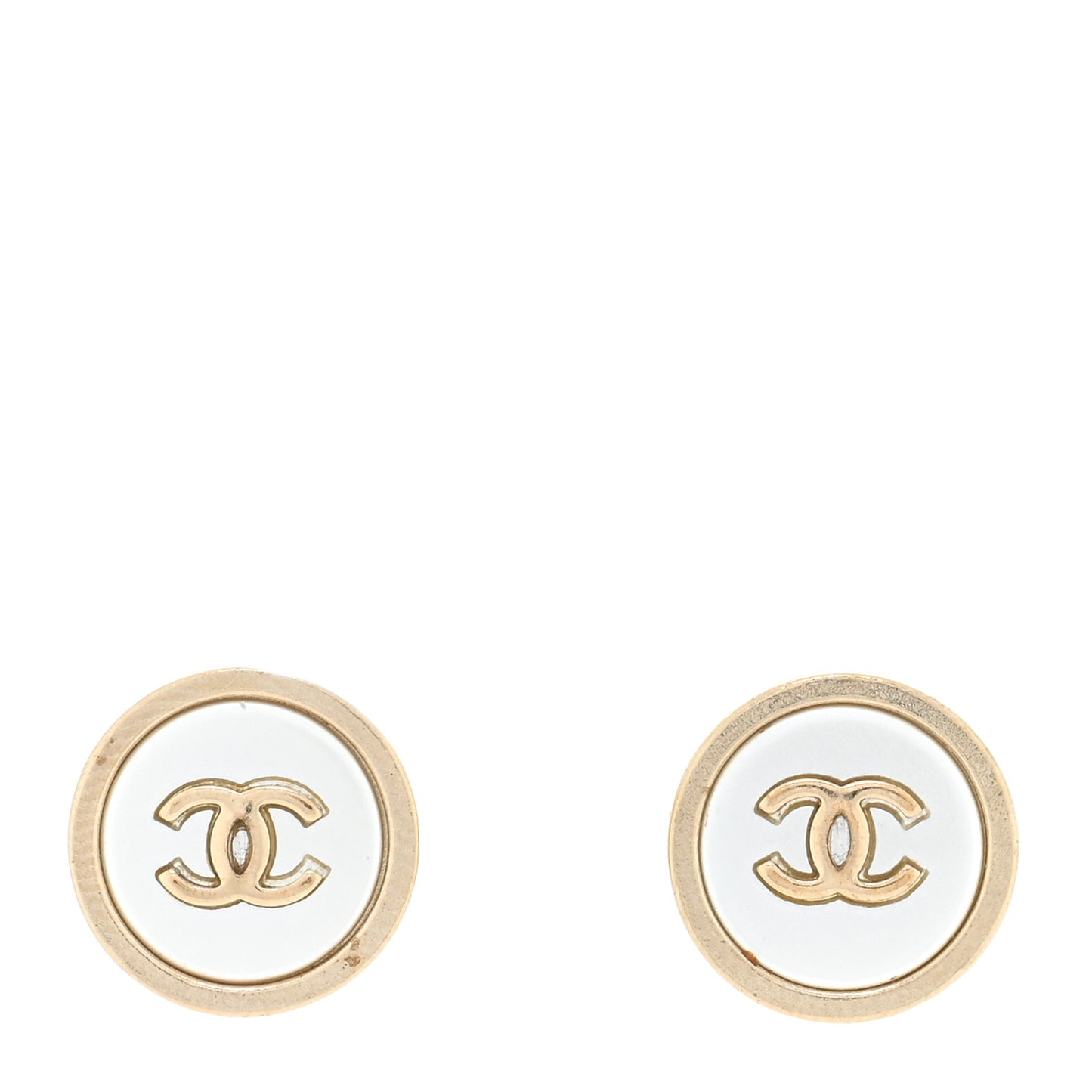 Pearl Coco Round Earrings Gold Pearly White