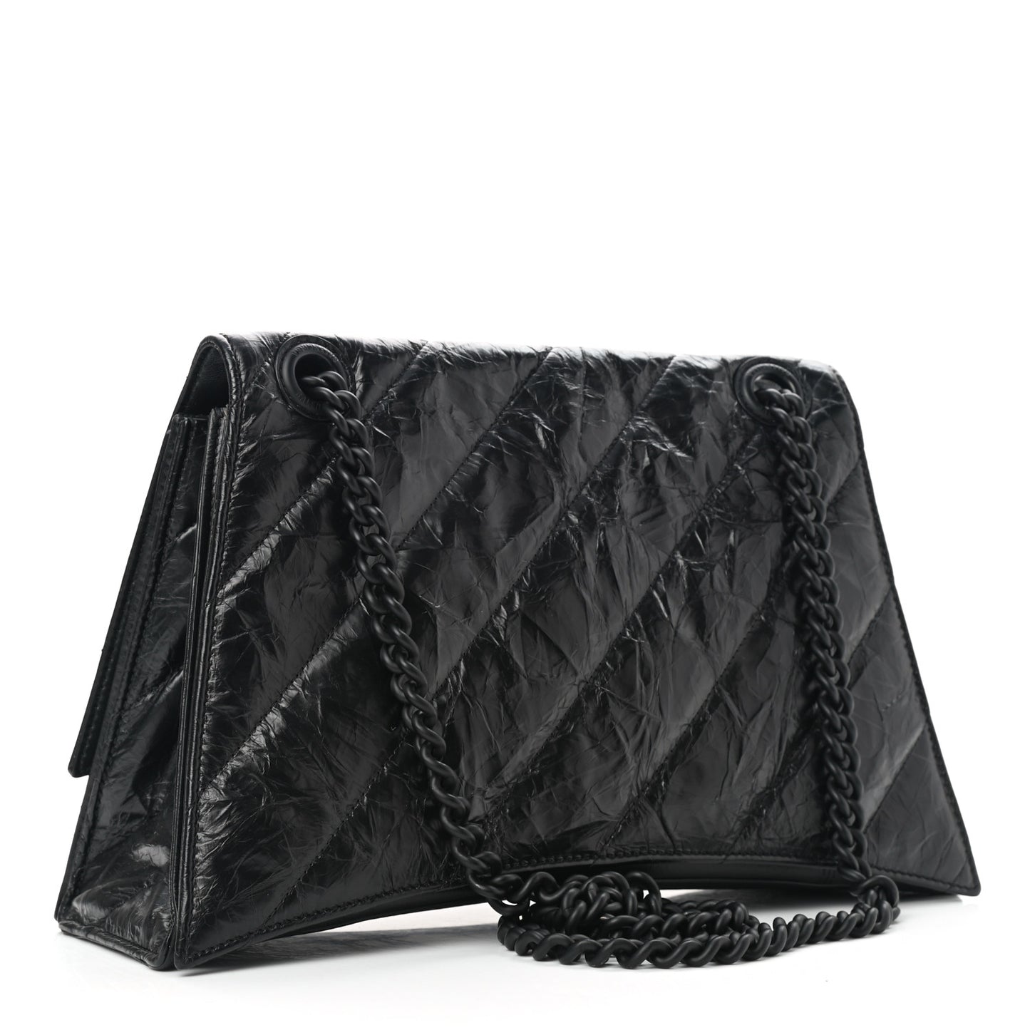 Crushed Calfskin Quilted Matte Black Hardware Medium Crush Chain Bag Black