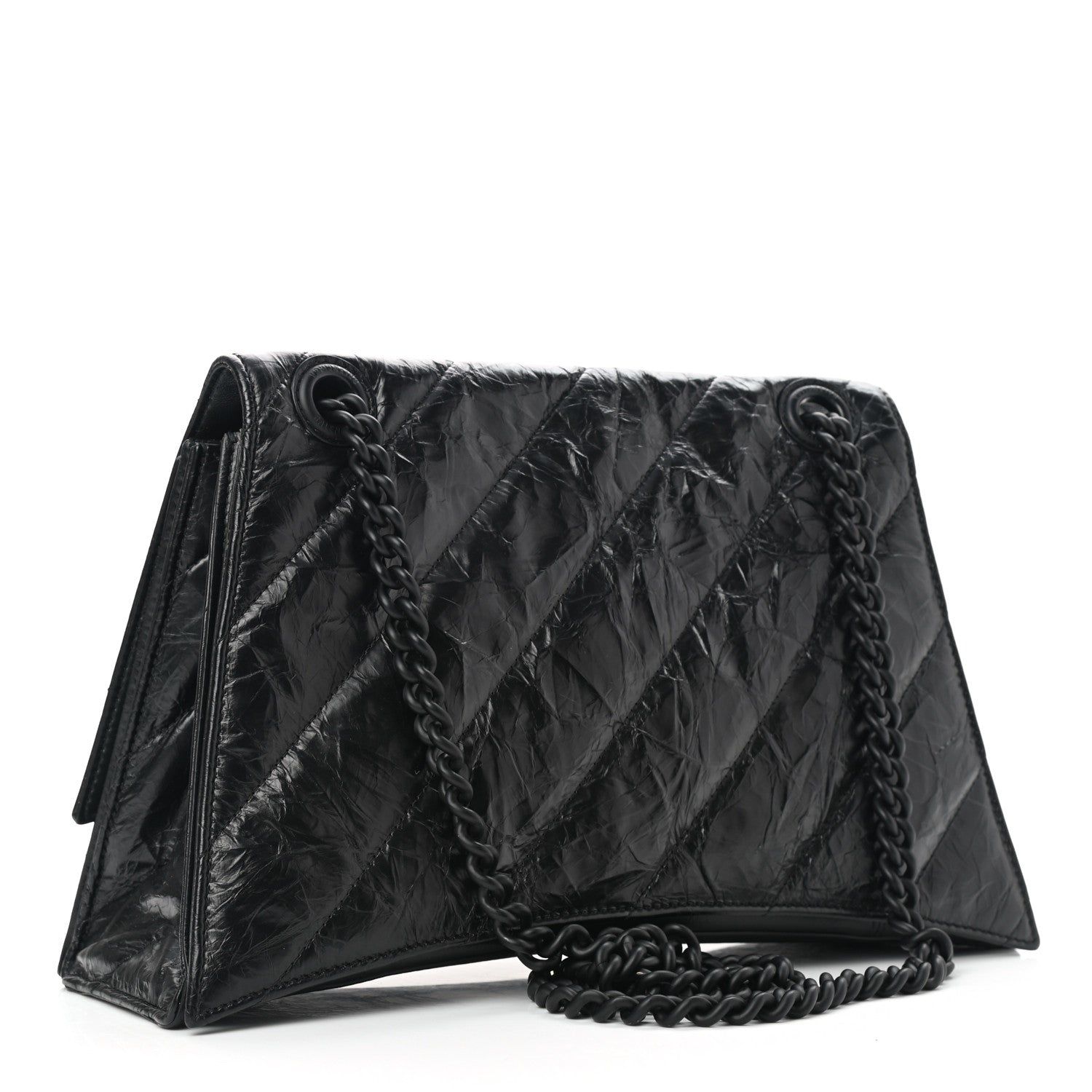 Balenciaga Crushed Calfskin Quilted Matte Black Hardware Medium Crush Chain Bag Black 3 of 10