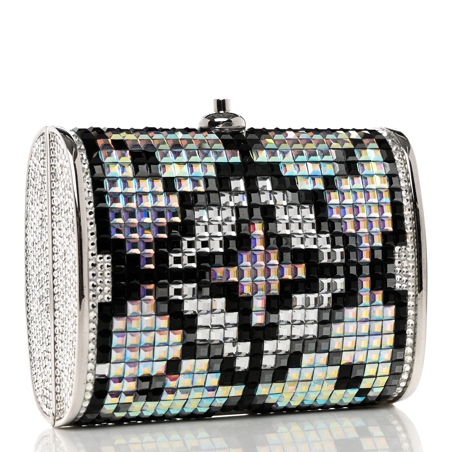 Judith Leiber Crystal Minaudiere Clutch Black Silver 3 of 9