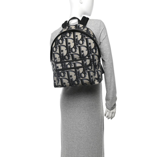 Oblique Maxi Calfskin Rider Kid's Backpack Beige Blue