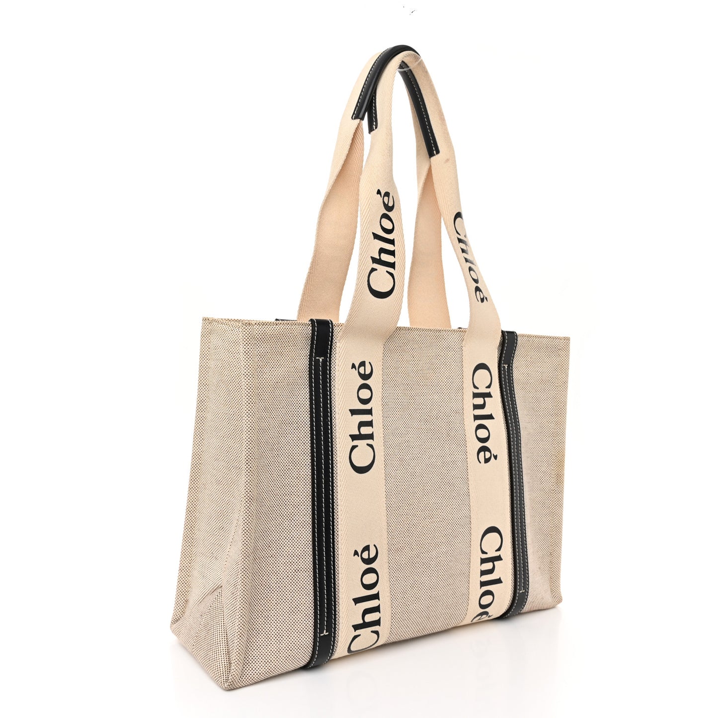 Cotton Calfskin Medium Woody Ribbon Tote White Blue