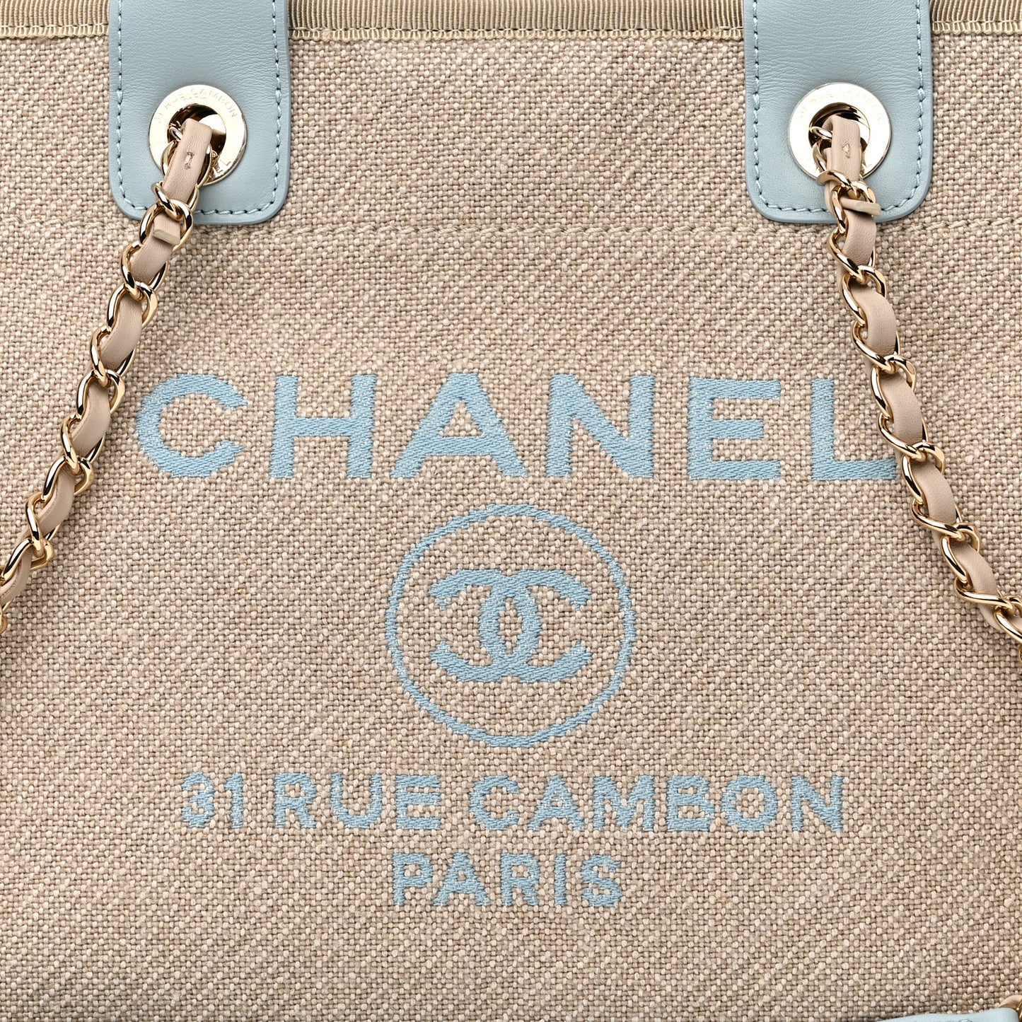 Mixed Fibers Small Deauville Tote Blue Beige