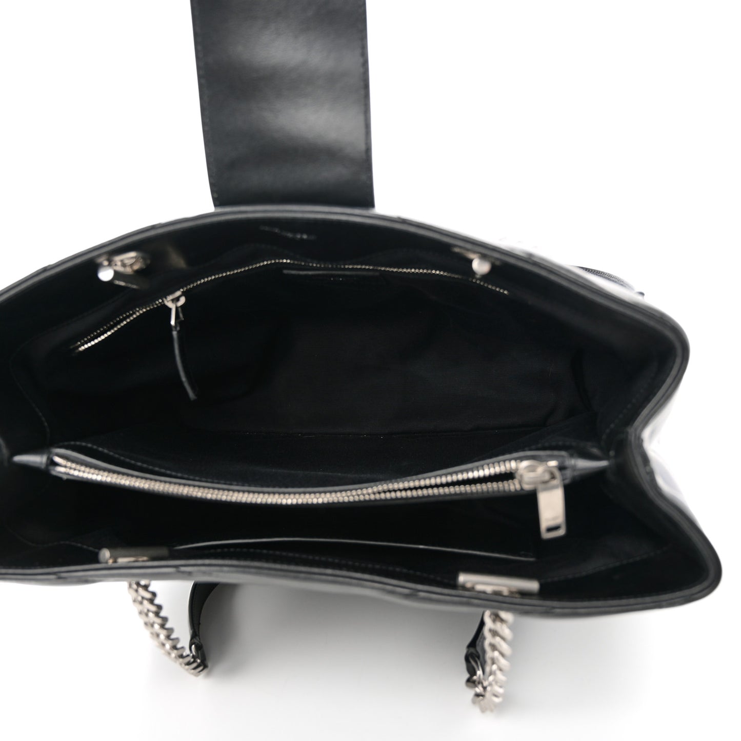 Calfskin Y Quilted Monogram Large Loulou Shopper Black