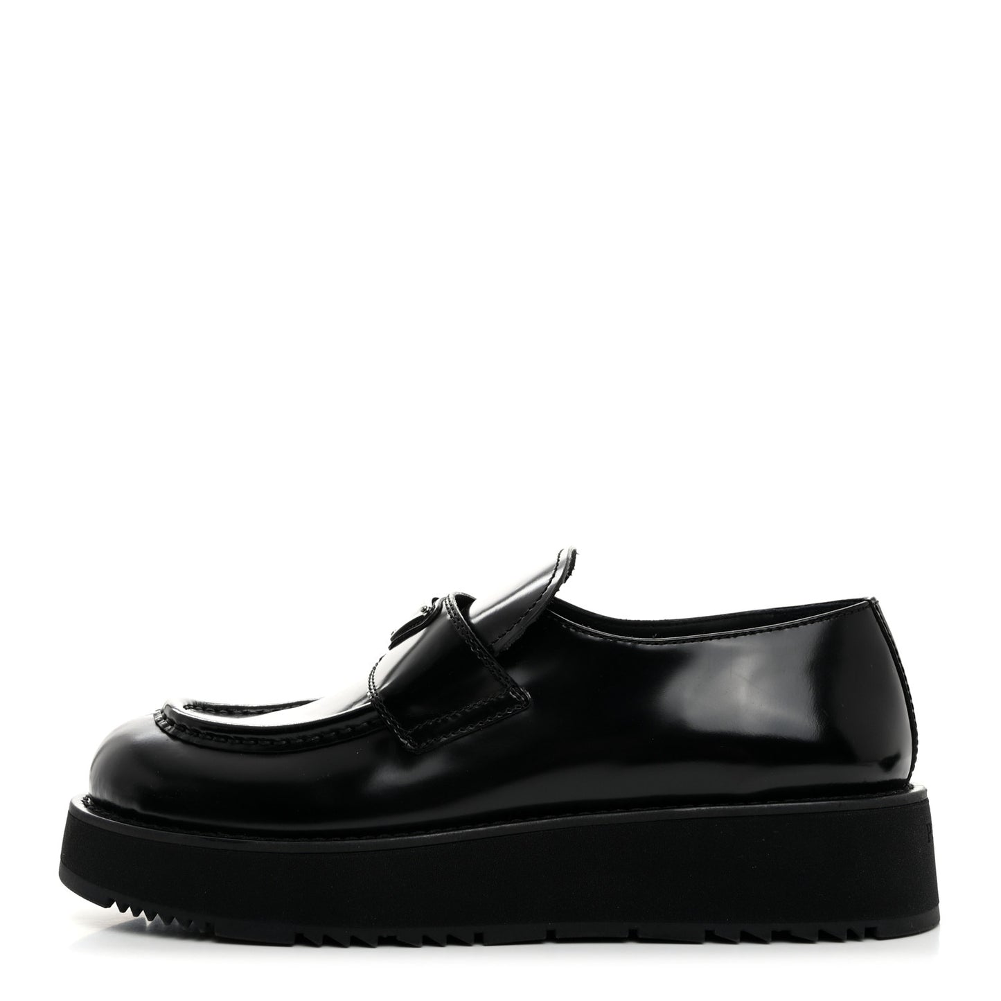 Spazzolato Metal Triangle Logo Flatform 45mm Loafers 40 Black