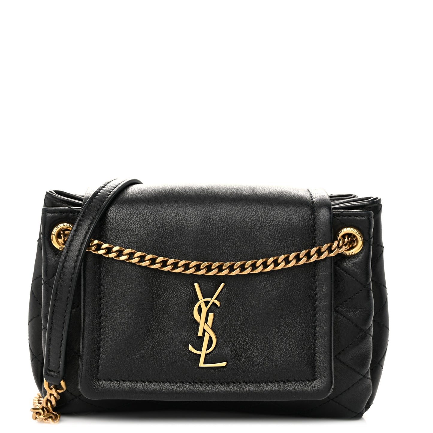 Lambskin Quilted Monogram Mini Nolita Black