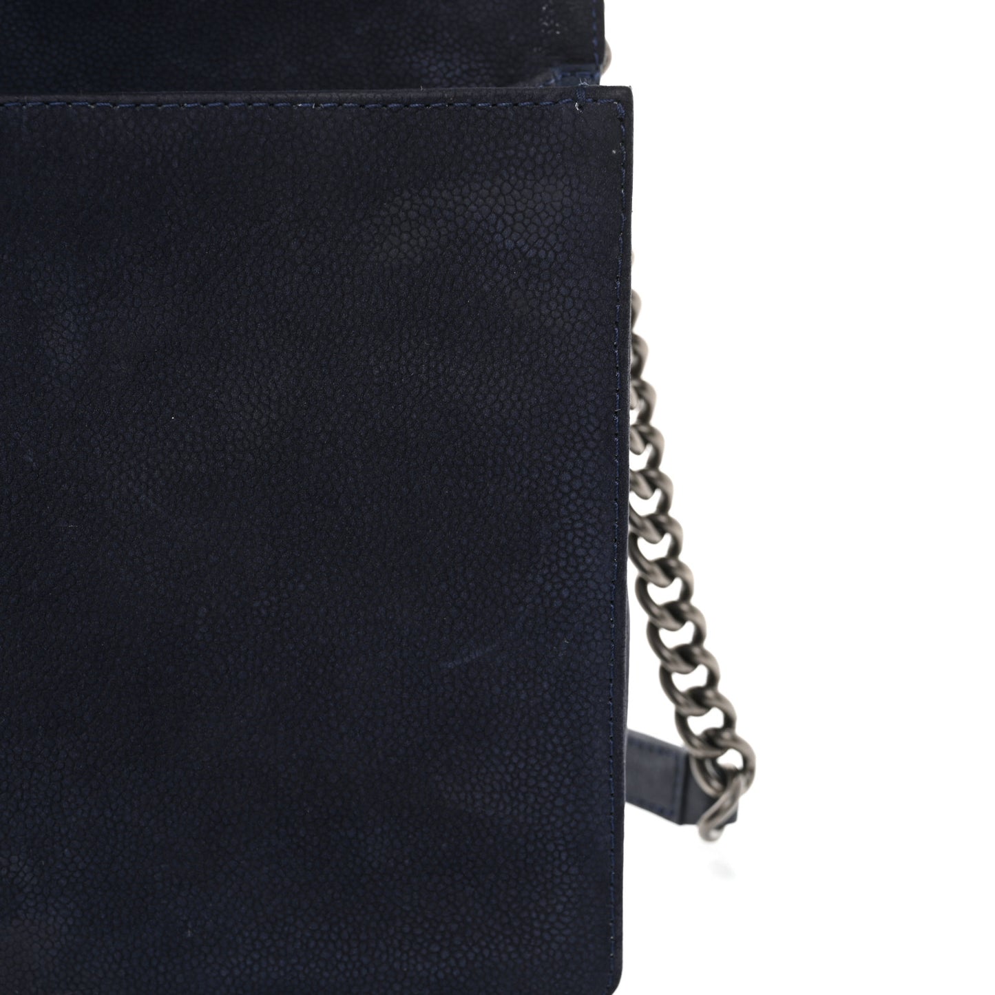 Iridescent Caviar Quilted Large Boy Flap Navy Blue