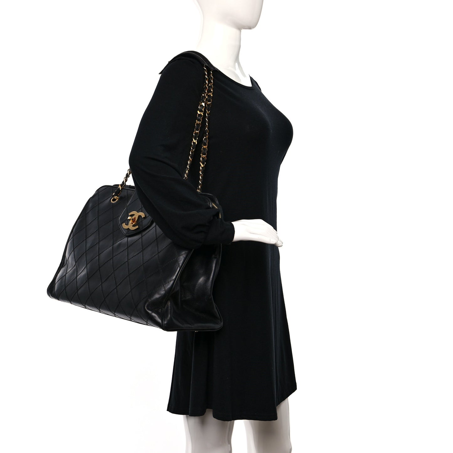 Calfskin Stitched XL Weekender Black