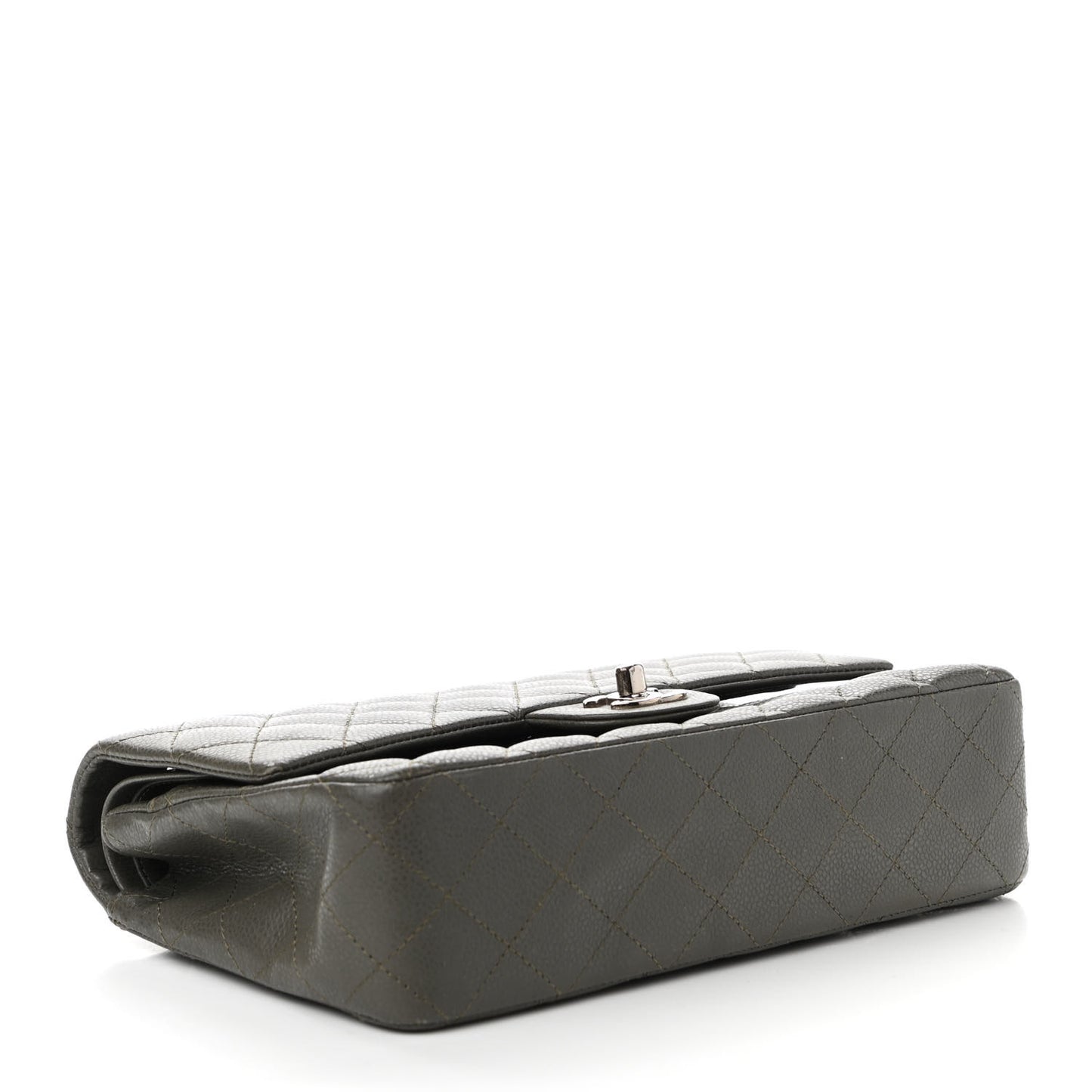 Caviar Quilted Medium Double Flap Dark Grey