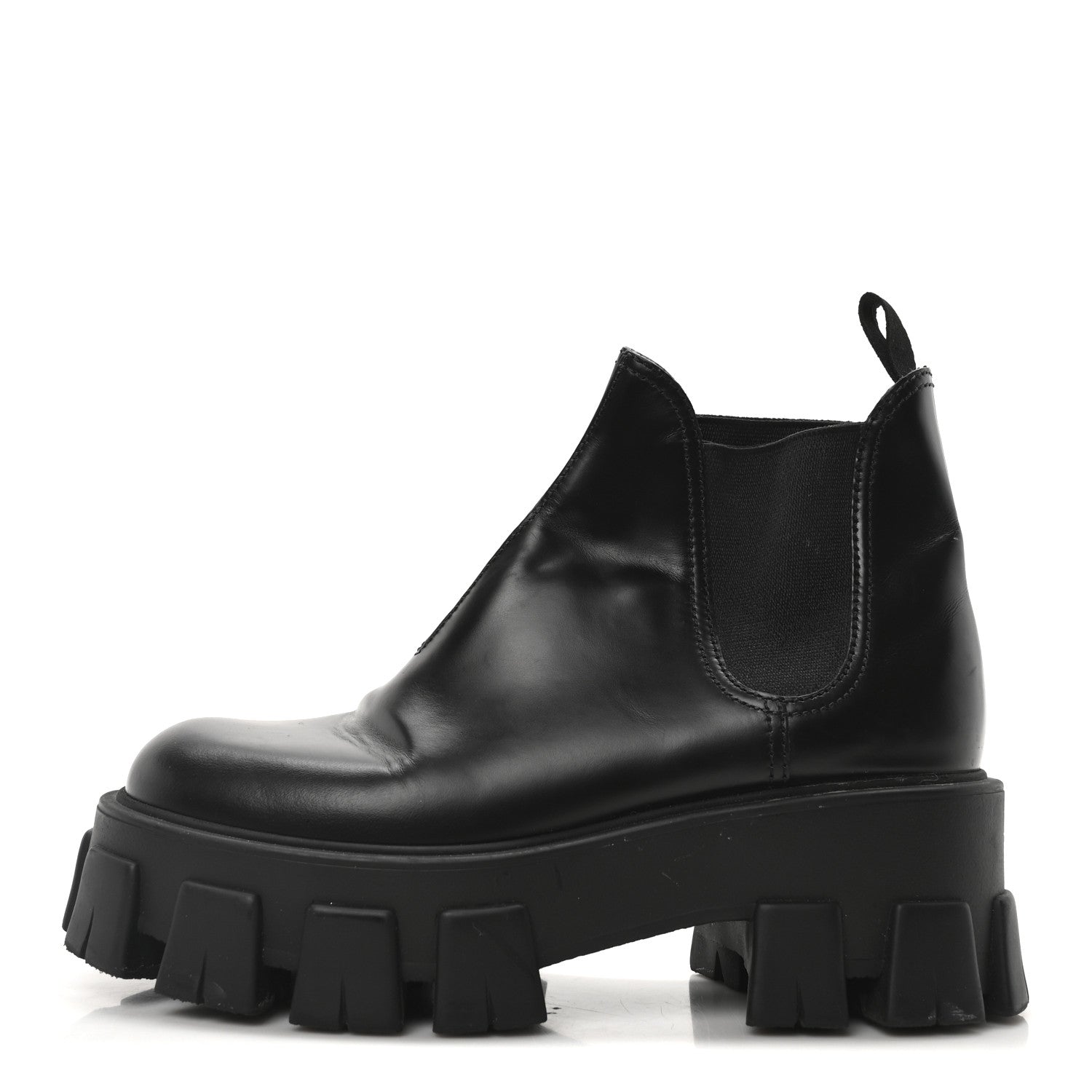 Prada Spazzolato Rois Monolith Chelsea 55mm Ankle Boots 35 Black