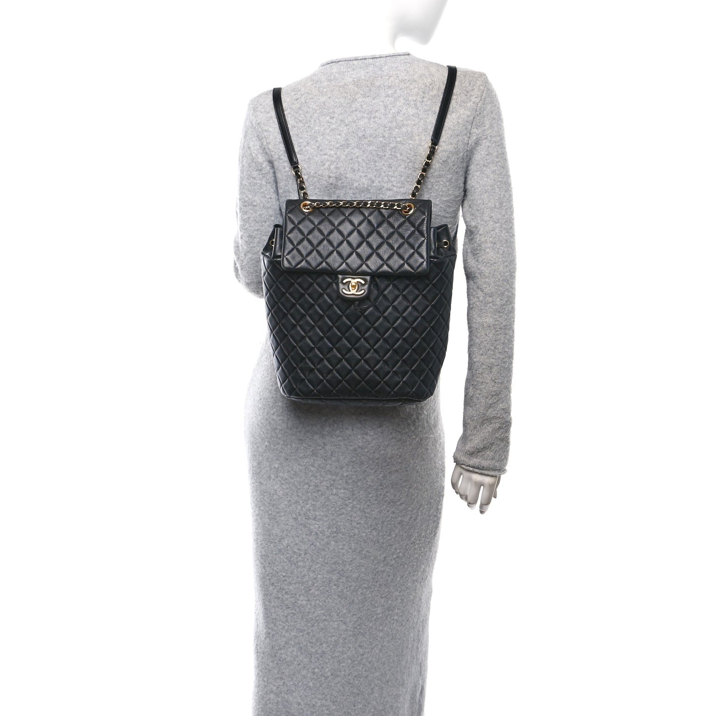 Lambskin Quilted Large Urban Spirit Backpack Black