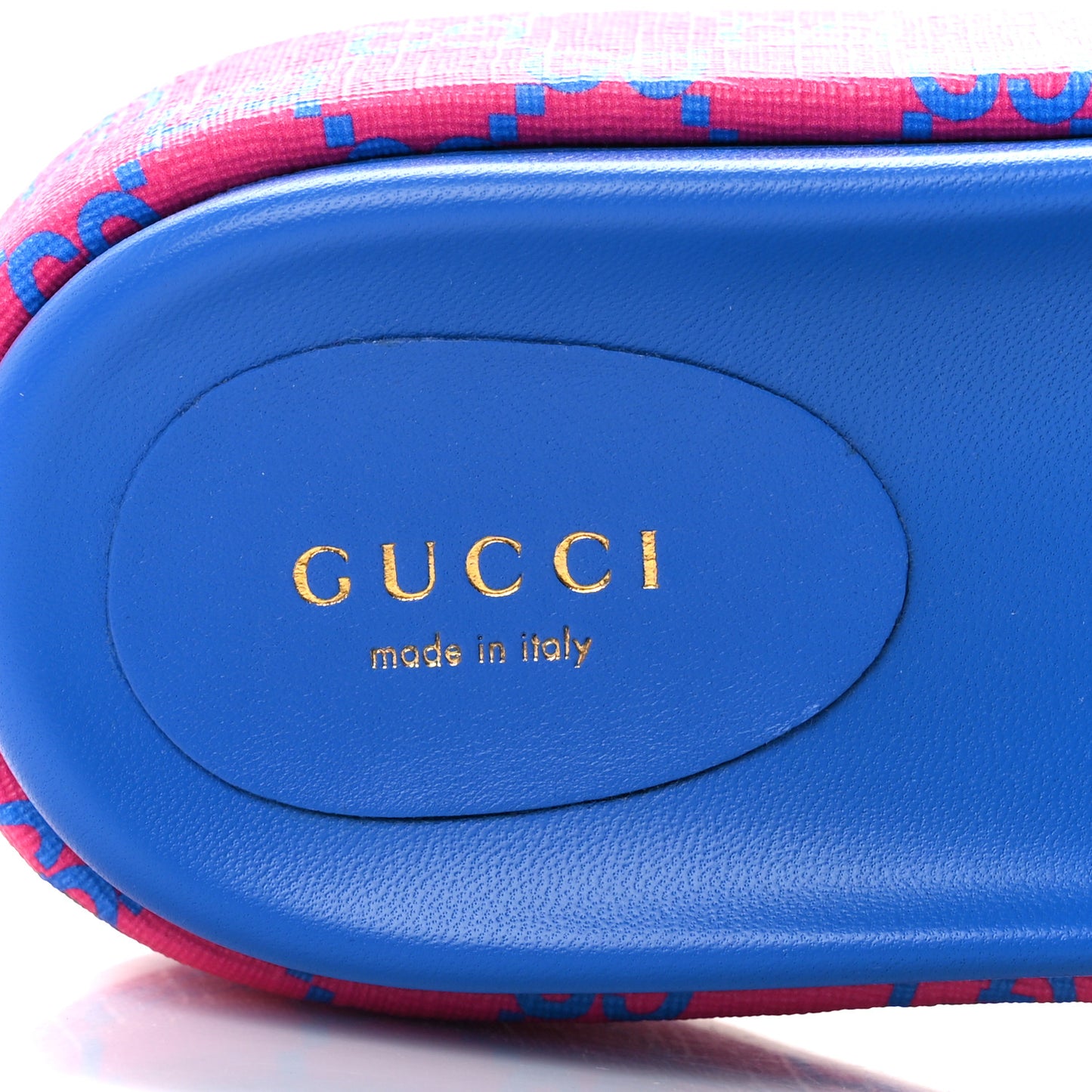 GG Supreme Joy Monogram Angelina Platform Slide Sandals 37 Fuxia Blue