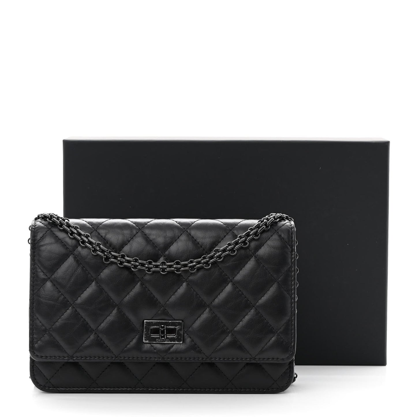 Aged Calfskin Quilted Reissue Wallet On Chain WOC So Black
