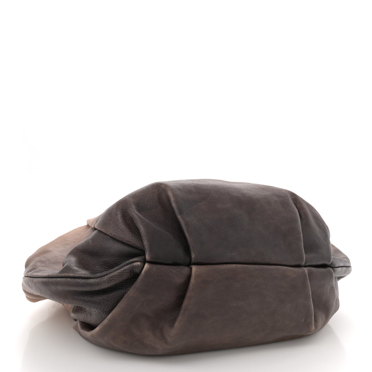 Prada Glace Calfskin Pleated Hobo Fumo Sfumato 4 of 9