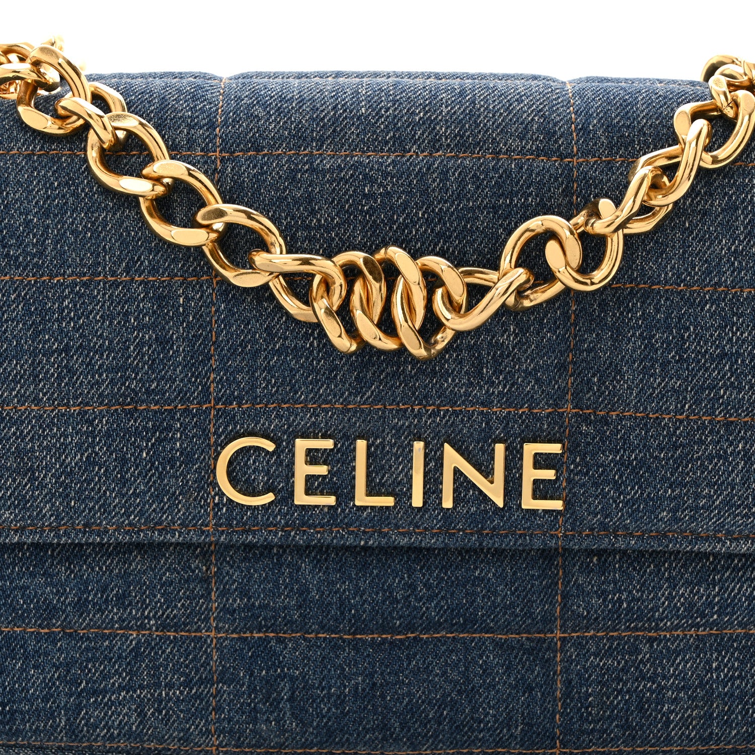 Celine Denim Matelasse Chain Shoulder Bag Blue 9 of 11