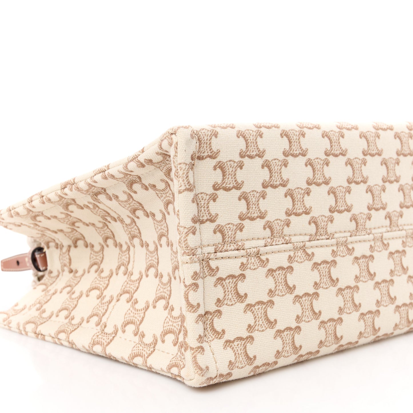 Canvas Calfskin Triomphe Print Small Cabas Thais White