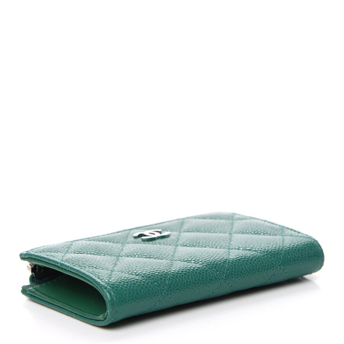 Caviar Quilted Zipped Key Holder Case Green