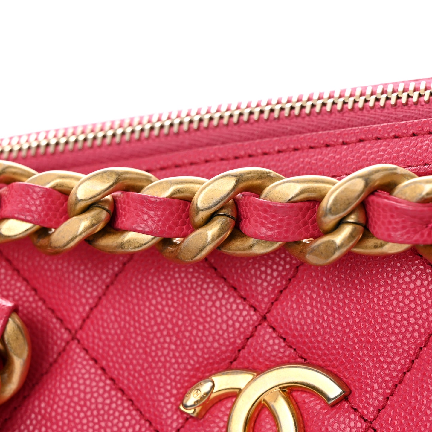 Caviar Quilted Small Fashion Therapy Bowling Bag Dark Pink