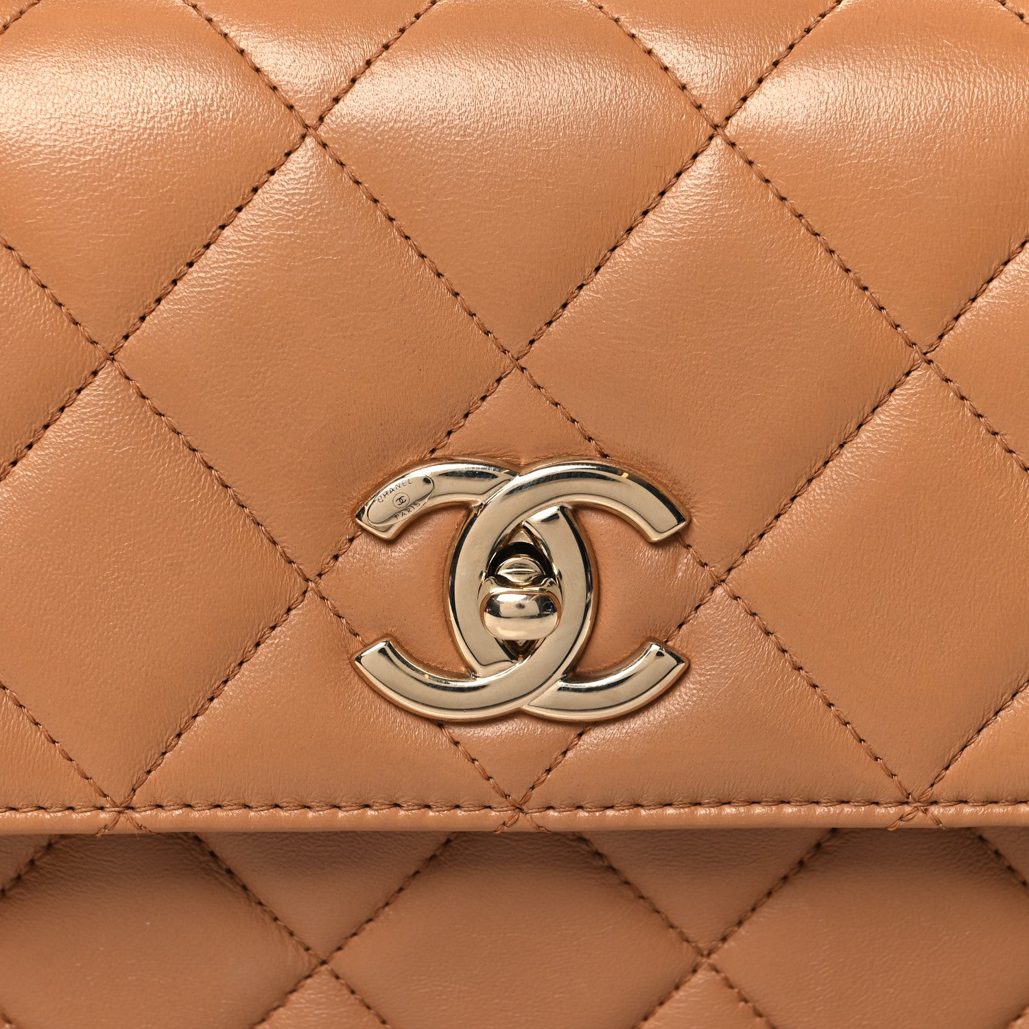 Chanel Lambskin Quilted Small Trendy CC Dual Handle Flap Bag Camel 10 of 12