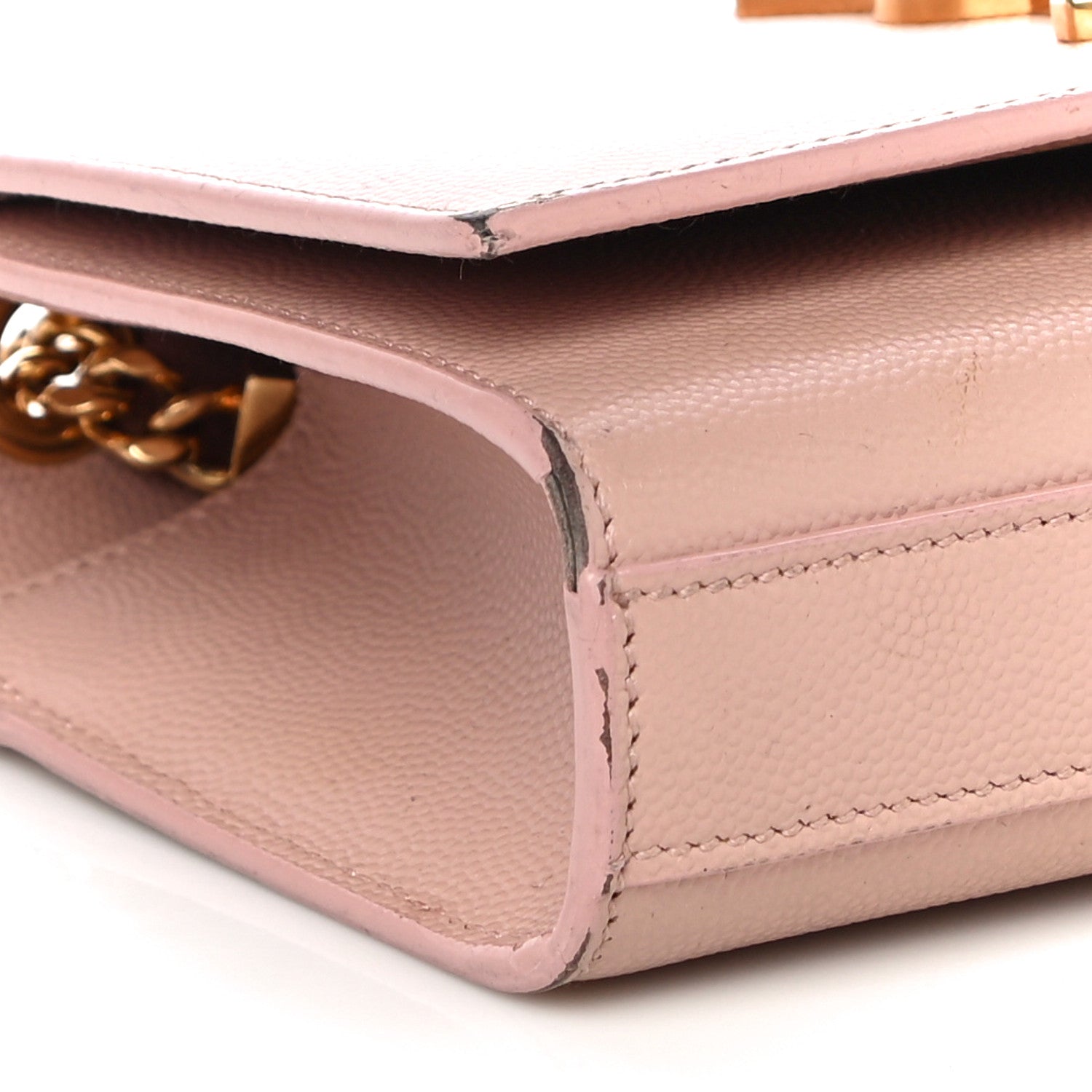 Saint Laurent Grain De Poudre Small Monogram Kate Satchel Pale Blush 8 of 16