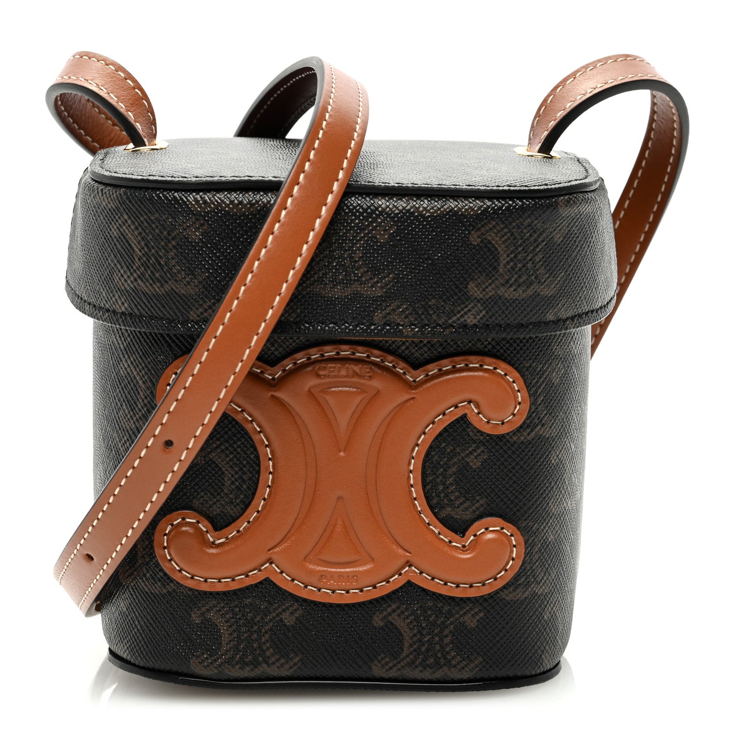 Triomphe Canvas Calfskin Small Cuir Triomphe Box Tan