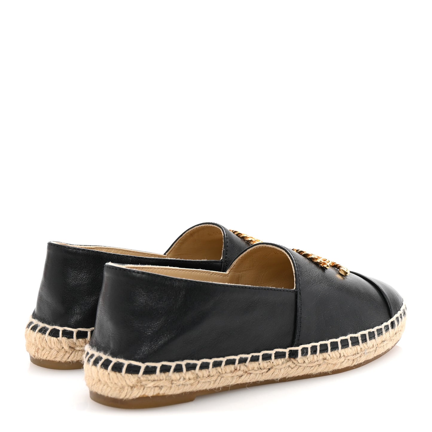 Calfskin Chain CC Espadrilles 35 Black