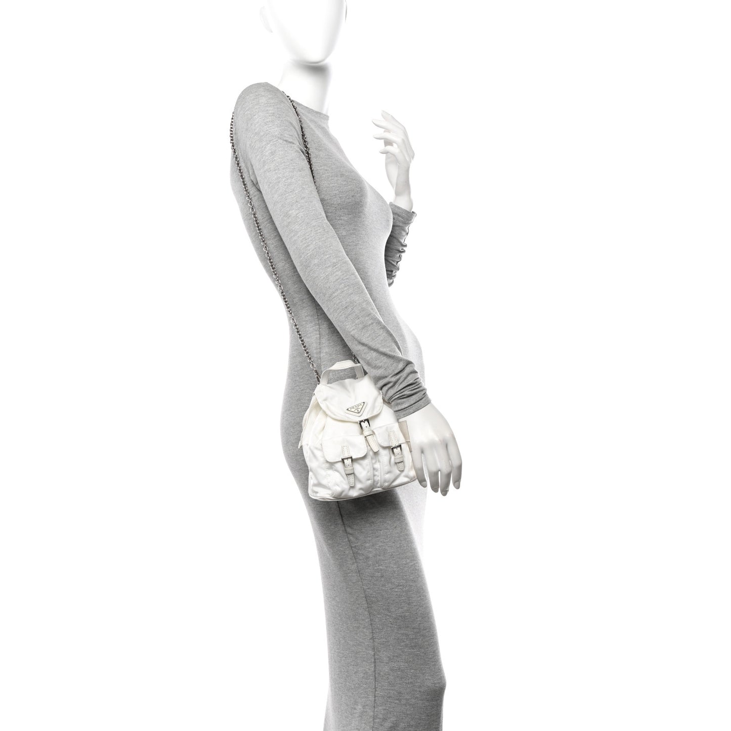 Nylon Vela Mini Crossbody Backpack White