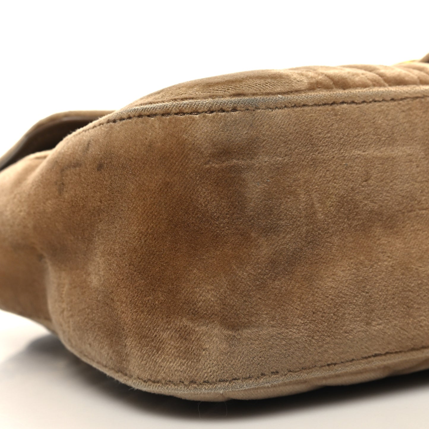 Velvet Matelasse Small GG Marmont Shoulder Bag Taupe