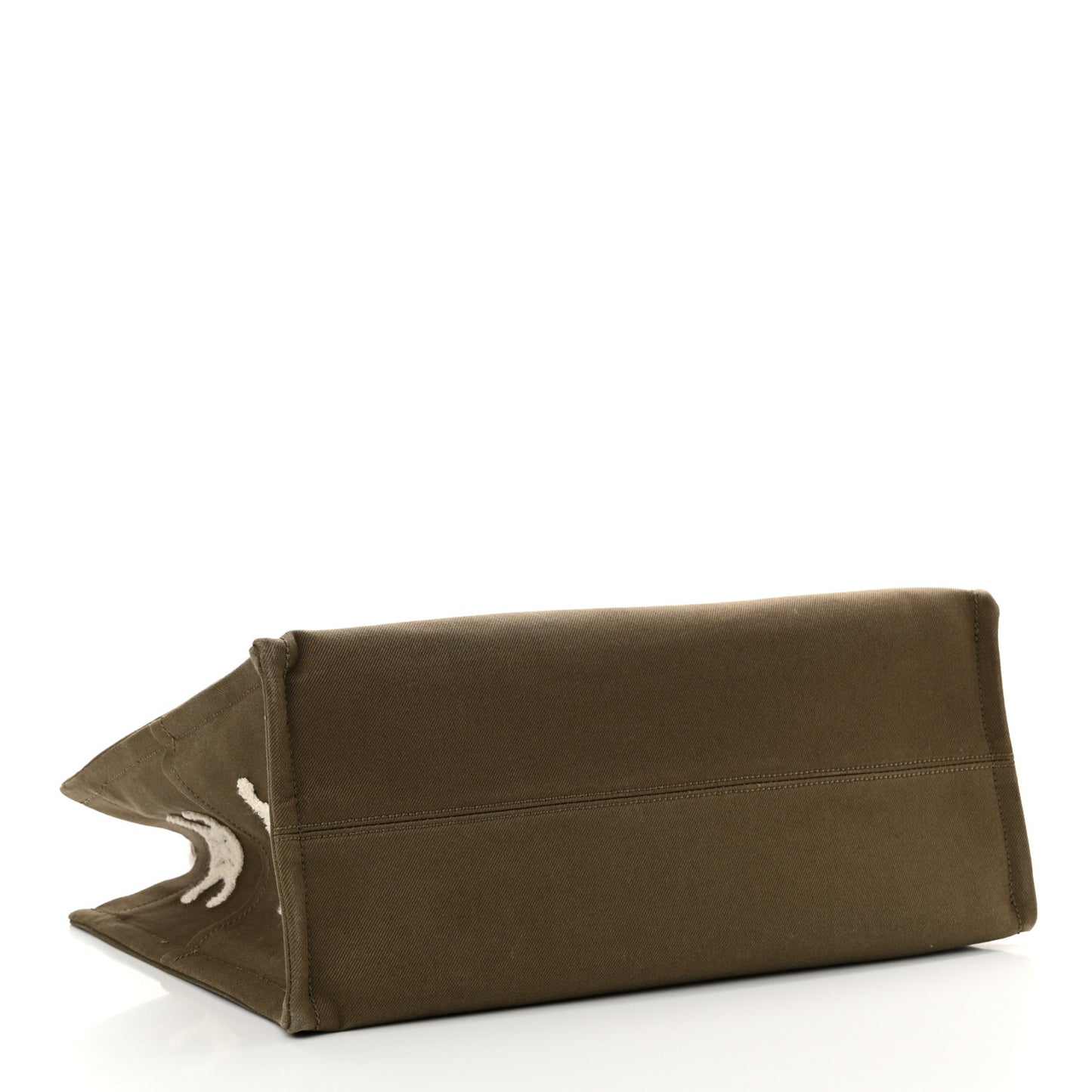 Canvas Calfskin Embroidered Triomphe Large Cabas Thais Khaki Tan