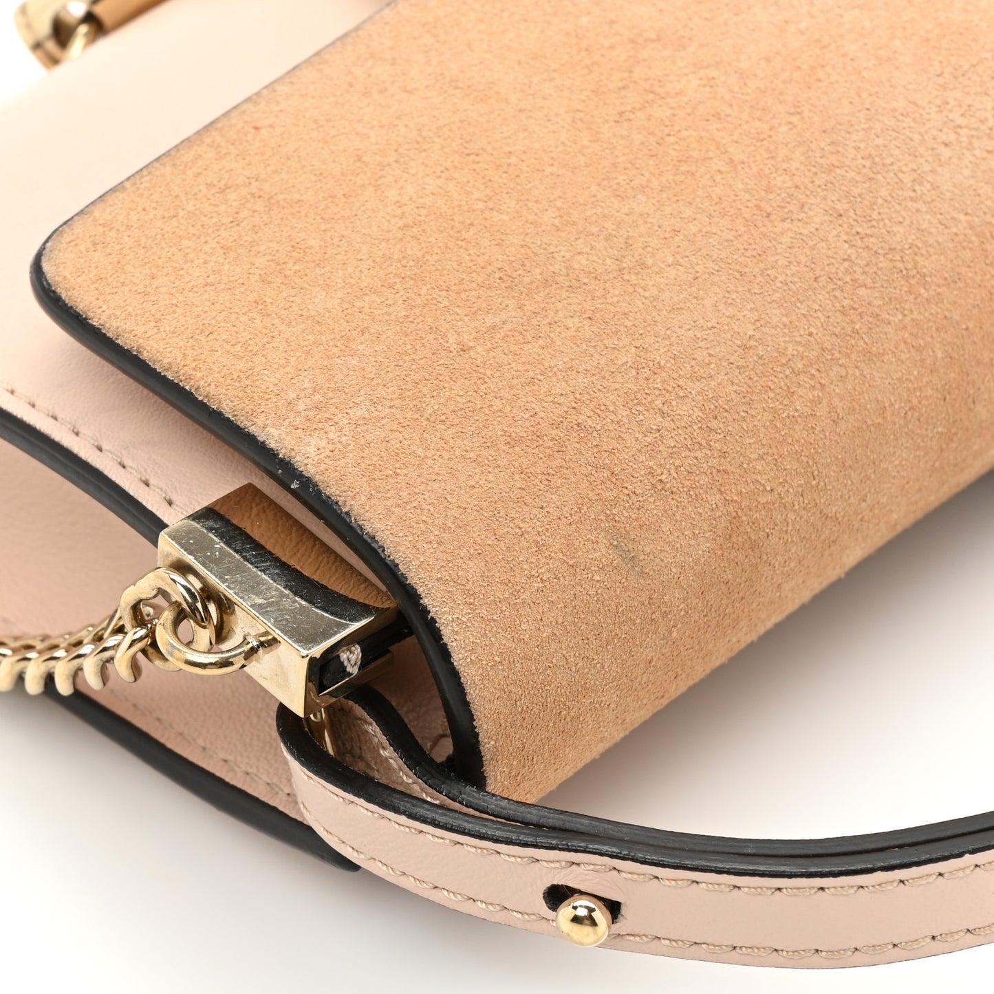 Suede Calfskin Small Faye Shoulder Bag Blushy Pink