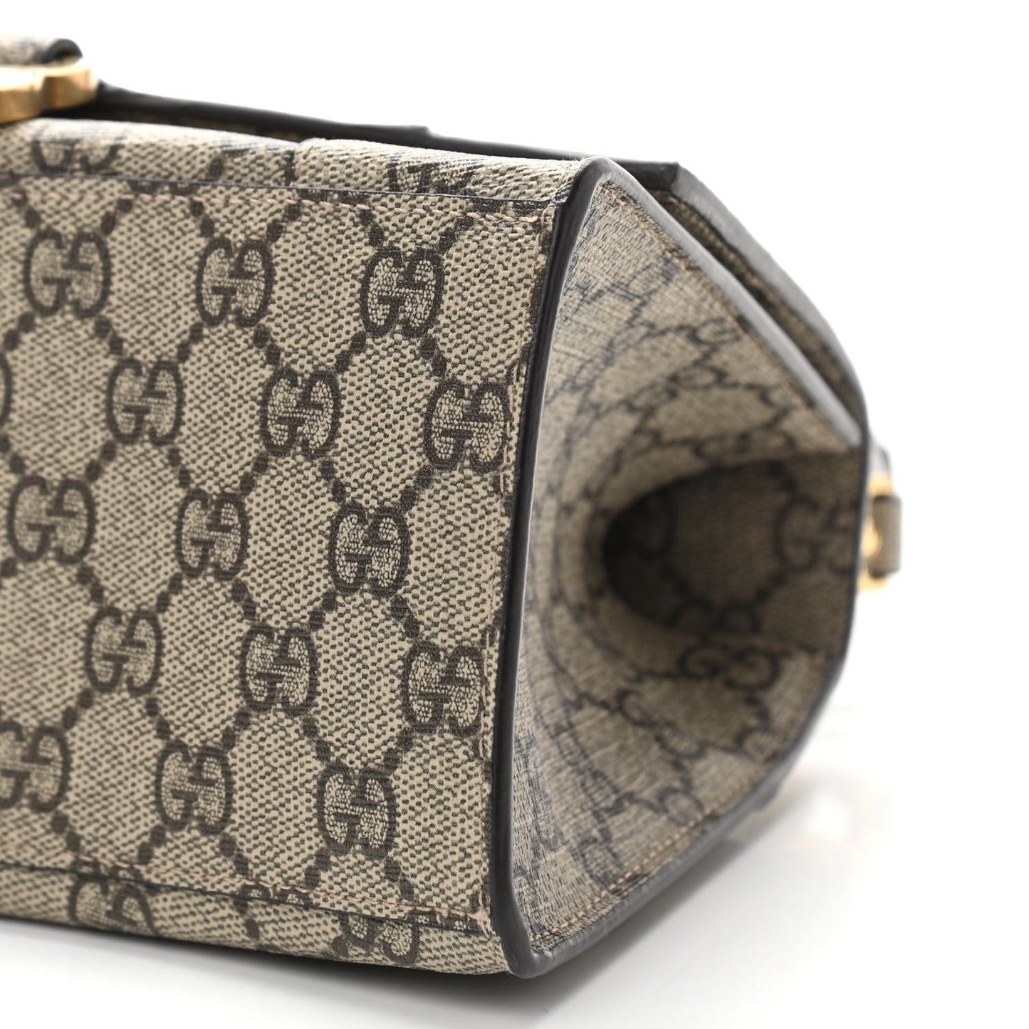 X GUCCI GG Supreme Monogram Small Hourglass Top Handle Bag Beige Ebony