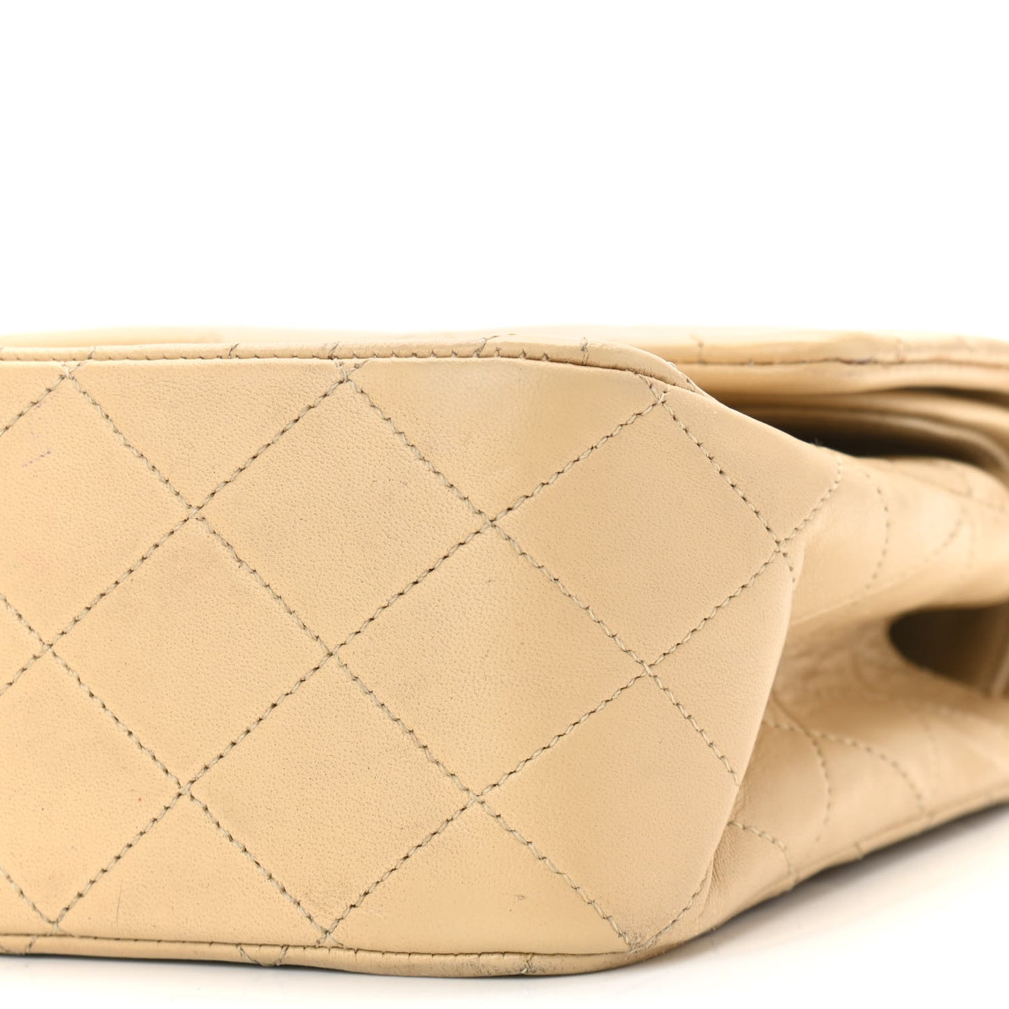 Lambskin Quilted Medium Double Flap Beige