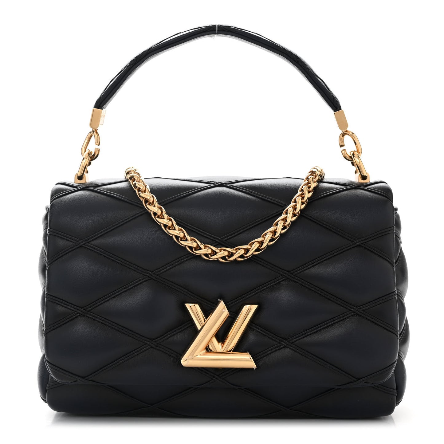 Lambskin Malletage Top Handle GO-14 MM Bleu Marine