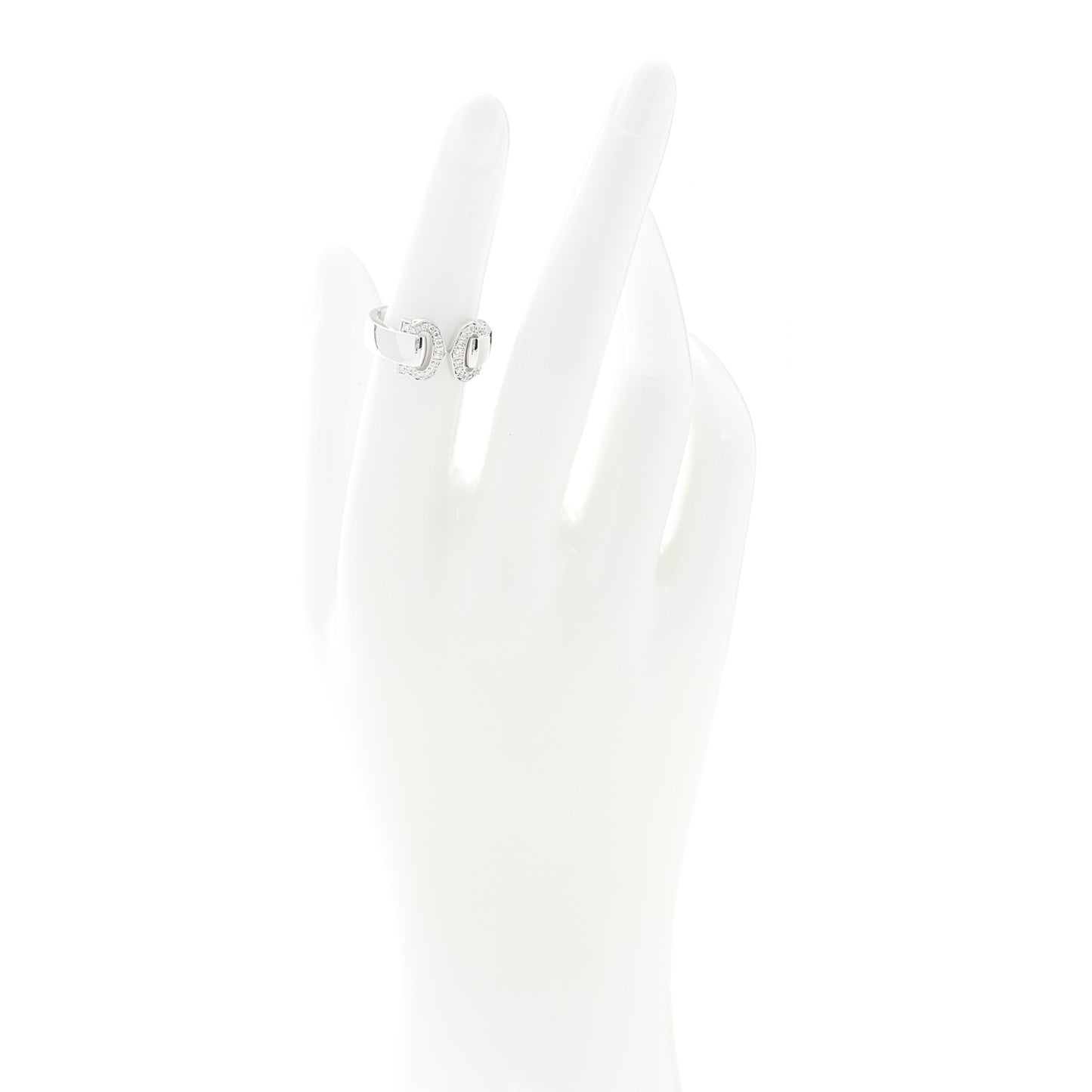 18K White Gold Diamond C De Cartier Ring 50 5.25