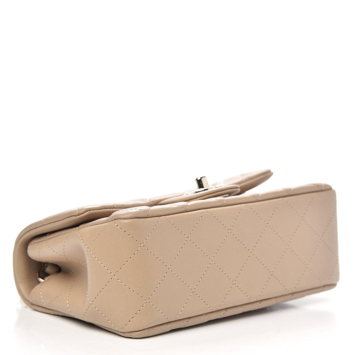 Lambskin Quilted Mini Rectangular Flap Dark Beige