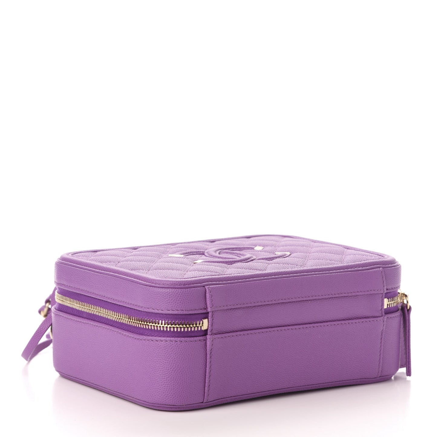 Caviar Quilted Medium CC Filigree Vanity Case Purple