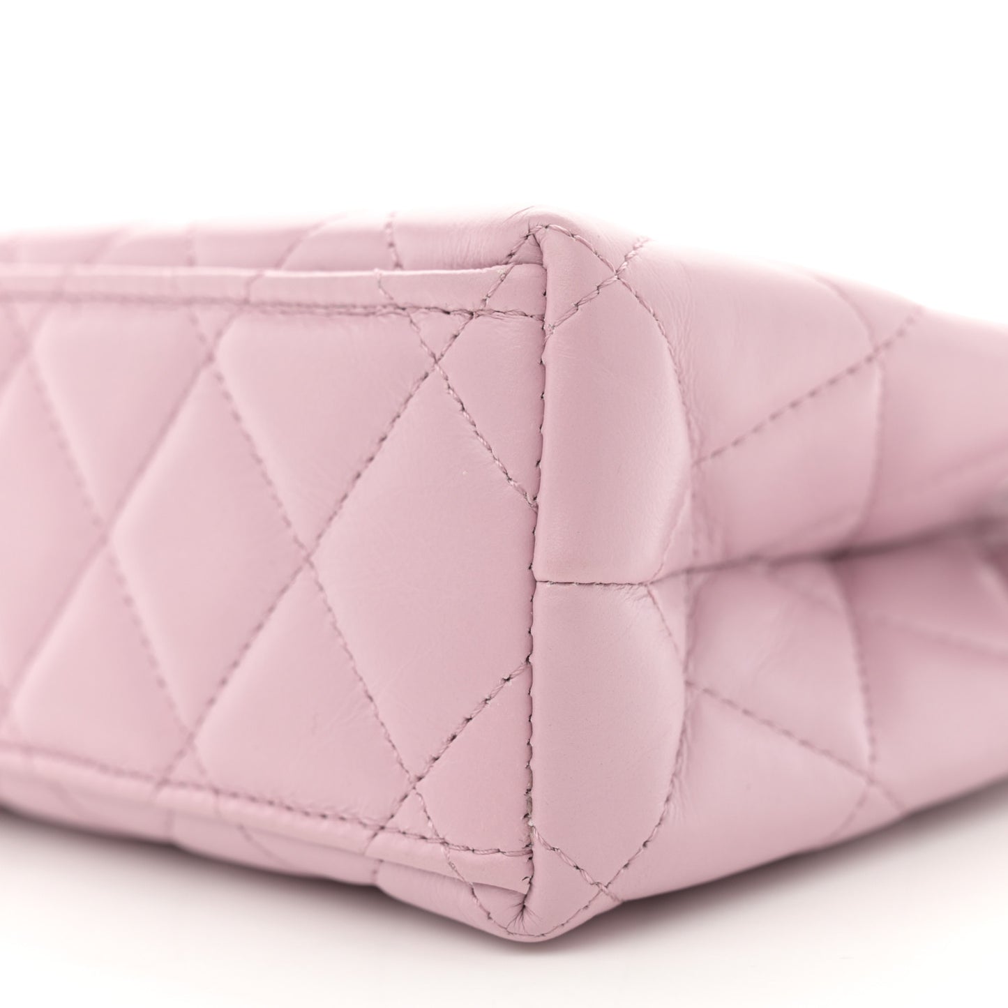 Shiny Aged Calfskin Quilted Nano Kelly Shopper Pink