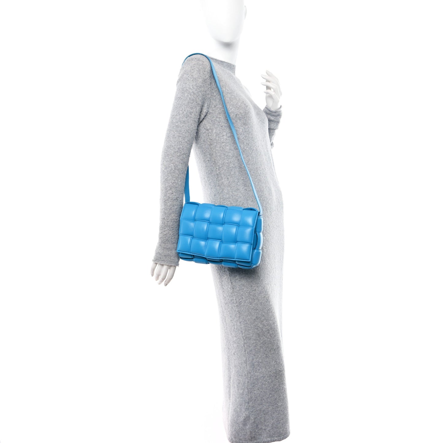 Nappa Maxi Intreccio Padded Cassette Crossbody Bag Pool