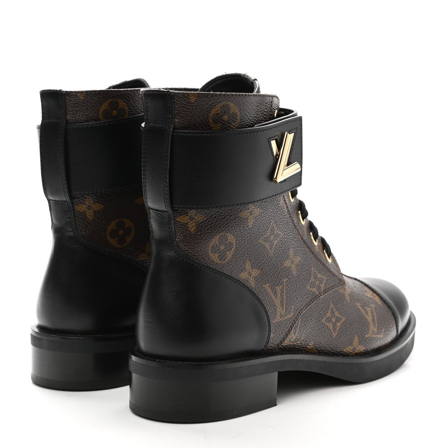 Louis Vuitton Calfskin Monogram Wonderland Flat Ranger Boots 39.5 Black 4 of 9