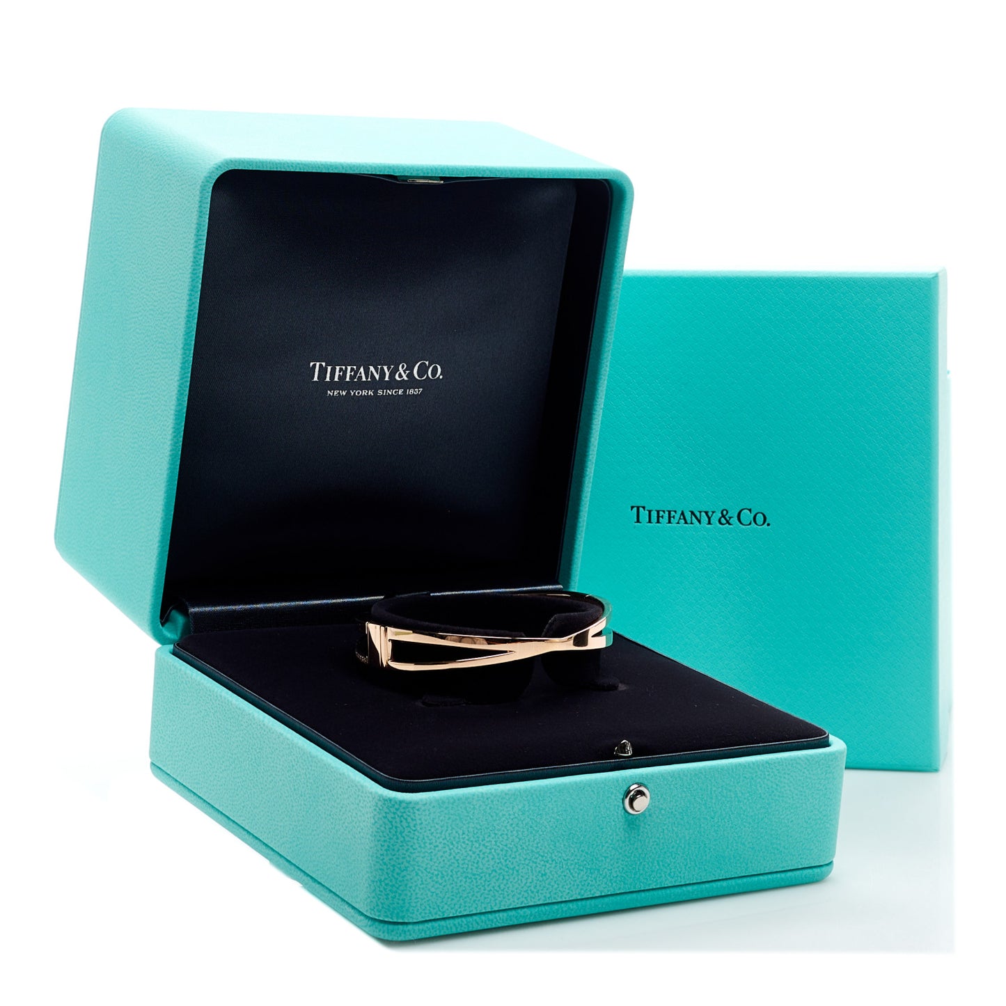 18K Rose Gold Diamond Atlas X Narrow Hinged Bangle Bracelet