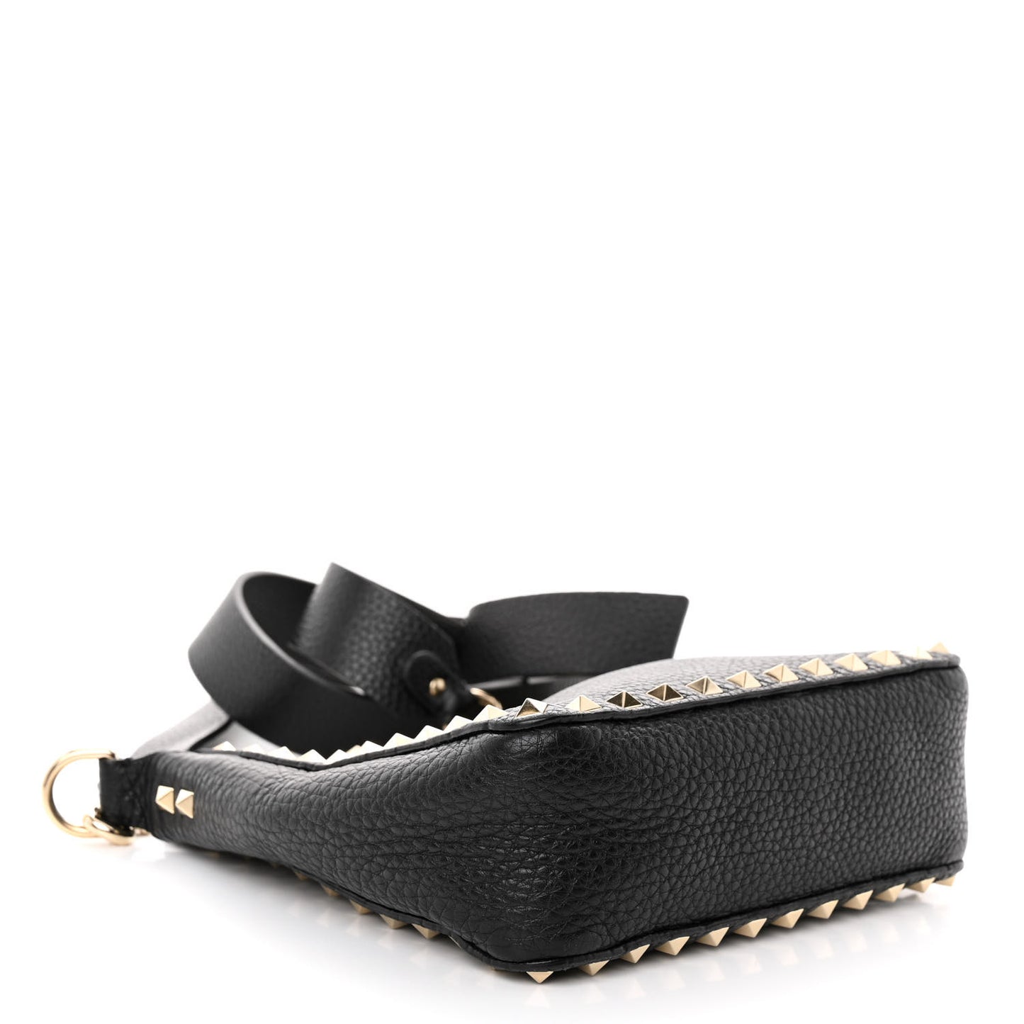 Pebbled Calfskin Mini Rockstud Flip-Lock Messenger Bag Black