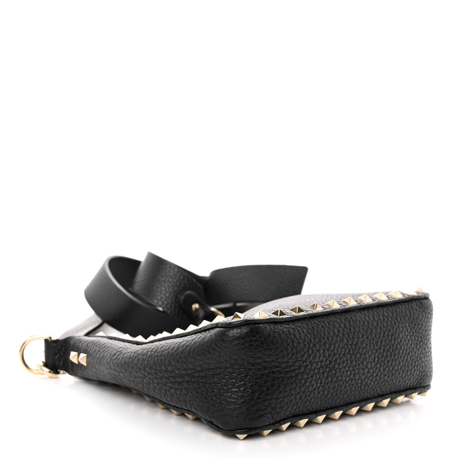 Valentino Garavani Pebbled Calfskin Mini Rockstud Flip-Lock Messenger Bag Black 4 of 9