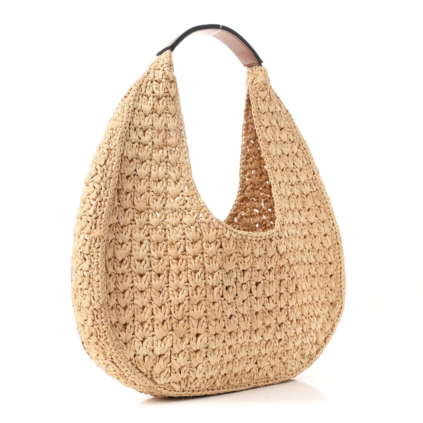Raffia Calfskin Triomphe Panier Hobo Bag Natural Tan