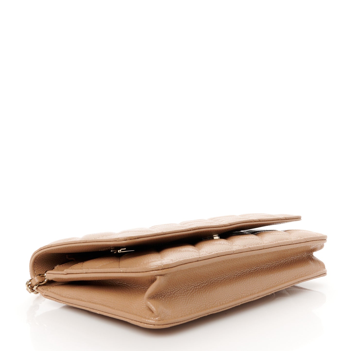 Caviar Quilted Wallet on Chain WOC Dark Beige