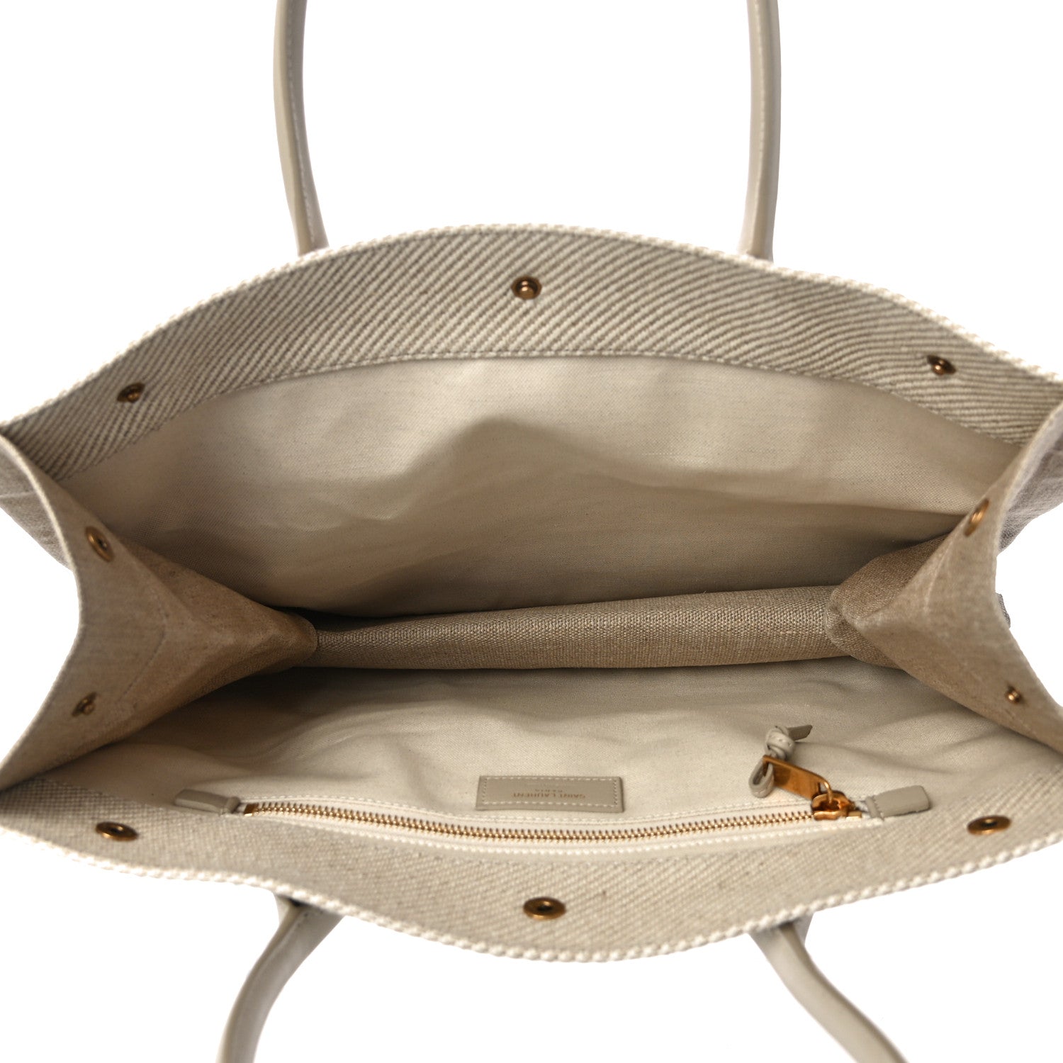 Saint Laurent Linen Calfskin Small Rive Gauche Tote Beige Sea Salt 5 of 8