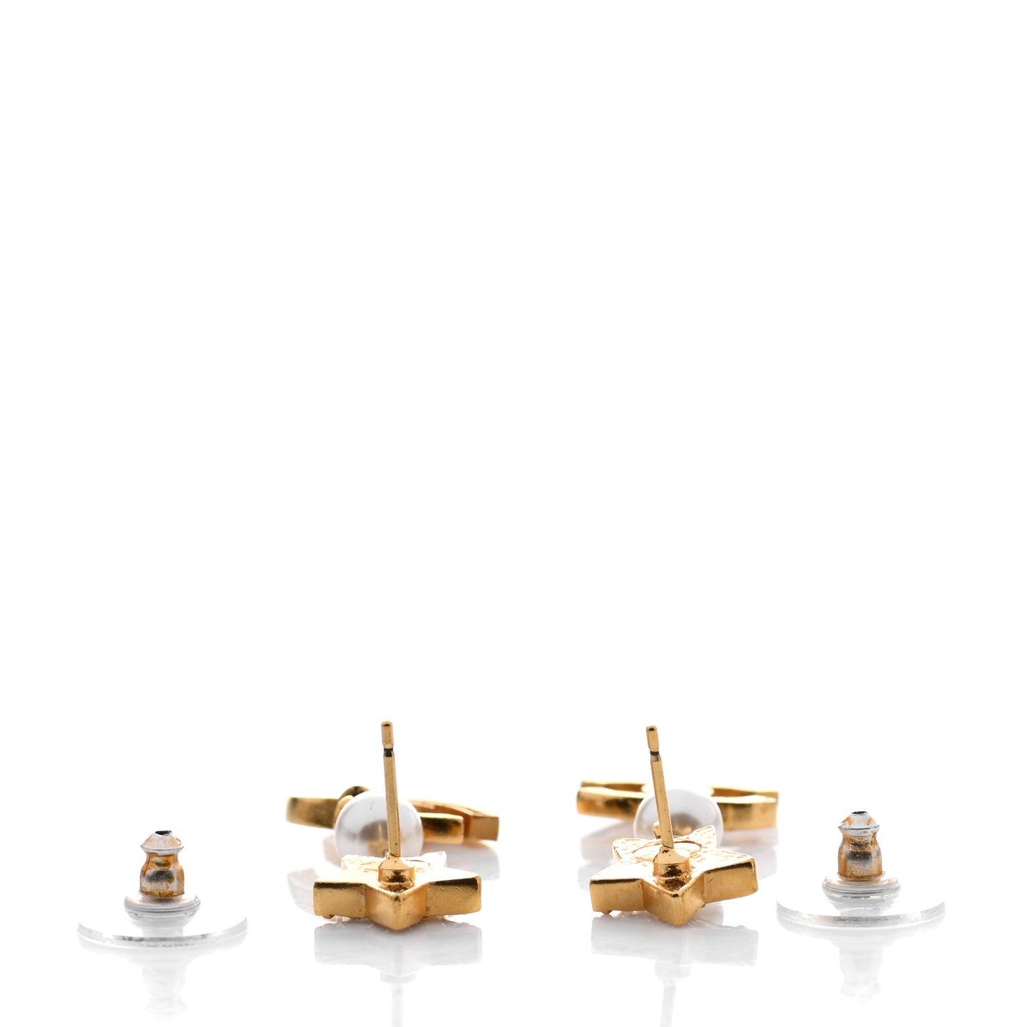 Crystal Pearl CC Star Drop Earrings Gold